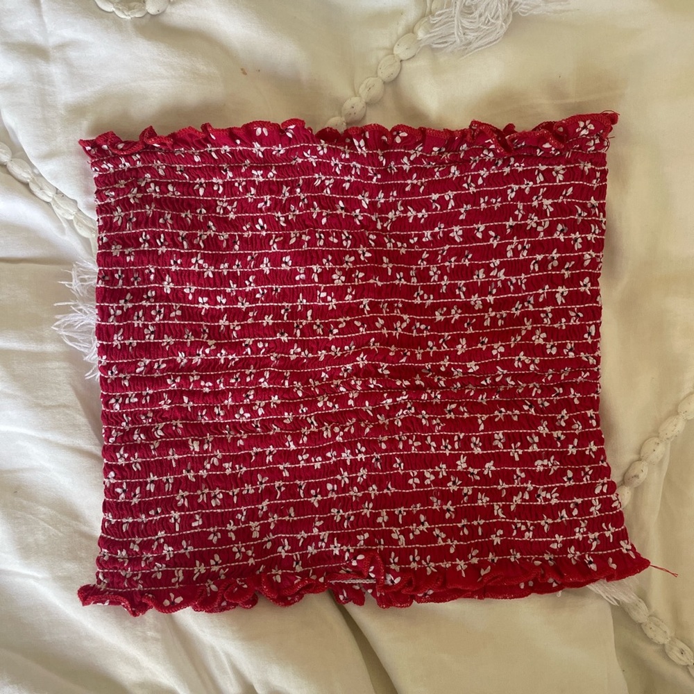 Brandy melville red floral tube top